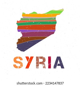 Syria map design. Shape of the country with beautiful geometric waves and grunge texture. Astonishing vector illustration.