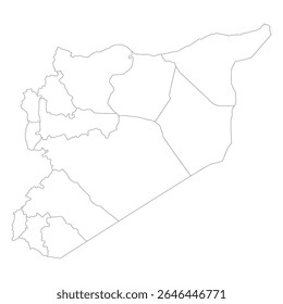 Syria map divided regions. Map of Syria regions in white color