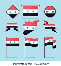 Syria map and flag collection in different presentations