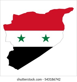 Syria map and flag in white background