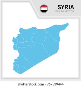 Syria map and flag in white background
