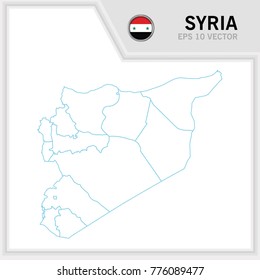 Syria map and flag in white background