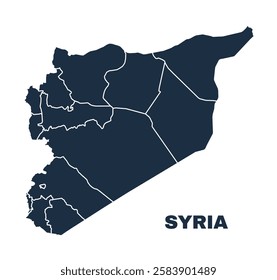Syria map flat border outline vector