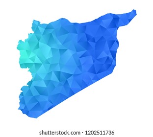 syria map in geometric blue polygonal style modern design on white background. Vector illustration.map in geometric blue polygonal style modern design on white background. Vector illustration.
