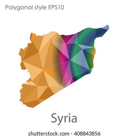 Syria map in geometric polygonal style. Abstract triangle, modern design background