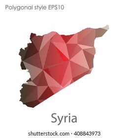 Syria map in geometric polygonal style. Abstract triangle, modern design background
