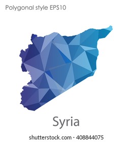 Syria map in geometric polygonal style. Abstract triangle, modern design background