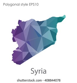 Syria map in geometric polygonal style. Abstract triangle, modern design background