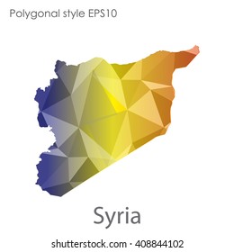 Syria map in geometric polygonal style. Abstract triangle, modern design background