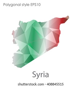Syria map in geometric polygonal style. Abstract triangle, modern design background