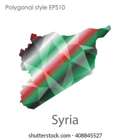 Syria map in geometric polygonal style. Abstract triangle, modern design background