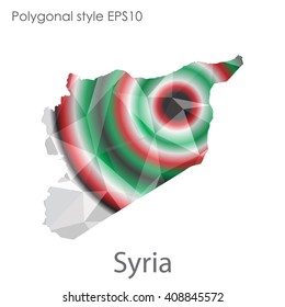 Syria map in geometric polygonal style. Abstract triangle, modern design background