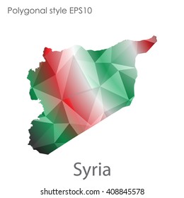 Syria map in geometric polygonal style. Abstract triangle, modern design background
