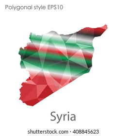 Syria map in geometric polygonal style. Abstract triangle, modern design background