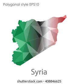 Syria map in geometric polygonal style. Abstract triangle, modern design background