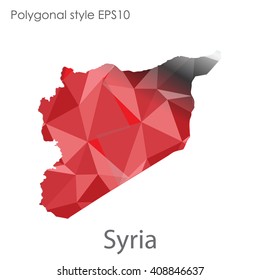 Syria map in geometric polygonal style. Abstract triangle, modern design background