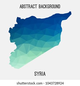 Syria map in geometric polygonal,mosaic style.Abstract tessellation,modern design background,low poly. Geometric cover, mockup. Vector illustration.
