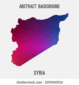 Syria map in geometric polygonal,mosaic style.Abstract tessellation,modern design background,low poly. Geometric cover, mockup. Vector illustration.