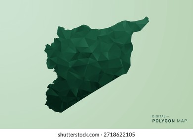 Mapa da síria - Ilustração de vetor estilo polígono verde, baixo projeto geométrico poly com silhueta limpa no fundo verde macio.