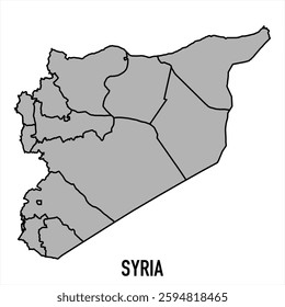 Syria map in grey style isolated on white background. Vector illustration