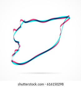 Syria Map hand drawn with blue and pink highlighters, isolated on a blank background.
Vector illustration, easy to edit, manipulate, resize or colorize.