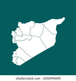 Syrien kartografiert detailliert. weiße Farbe. auf grünem Hintergrund. Abstraktes Design, Vektorgrafik eps10