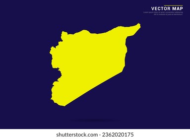 Syrienkarte - Hoch detailliert. Gelbe Farbe auf dunklem Hintergrund. Abstrakter Designvektor.