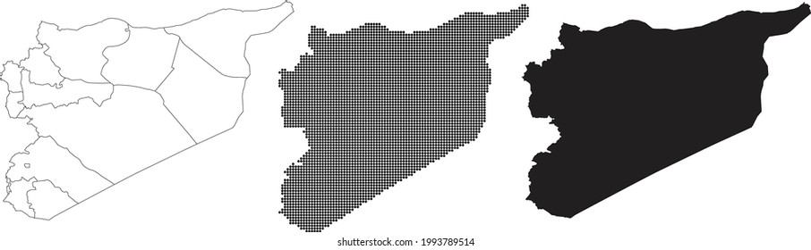 Mapa de Siria aislado en un fondo blanco.
