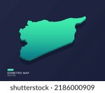 Syria map of isometric green gradient vector illustration.