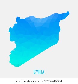 Syria map low poly geometric polygonal,mosaic style,abstract tessellation,modern design background. Geometric cover, mockup. Vector illustration EPS10.