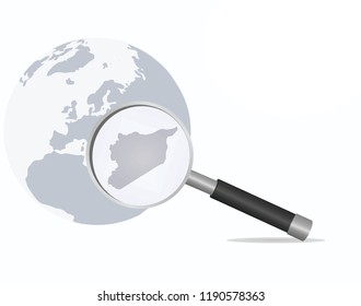 Syria map in magnifying glass. vector illustration