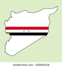 Syria map with national flag 