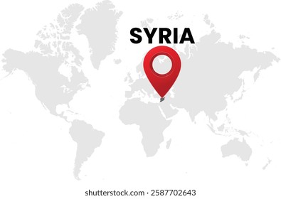 Syria map on transparent background. Syria map with country highlighted with location symbol. Vector illustration of Syria map with pin location.