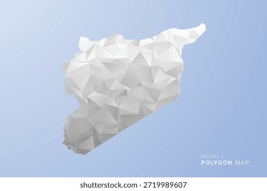 mapa de síria - estilo polígono vetor ilustração em tom cinza, branco e azul, baixo-poli design geométrico, silhueta mínima, adequado para infográfico e design moderno.