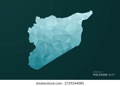 syria Map - Ilustración vectorial de estilo polígono en diseño geométrico de bajo poli verde y azul, silueta mínima limpia para infografía.