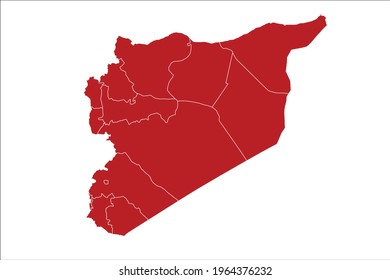 Siria Mapa el color rojo del fondo blanco