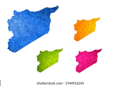 Syrienkarte - Set aus geometrisch gezinkten dreieckigen Low Poly Stil Grafik Hintergrund , polygonal Design für Ihre ,Vector eps 10.
