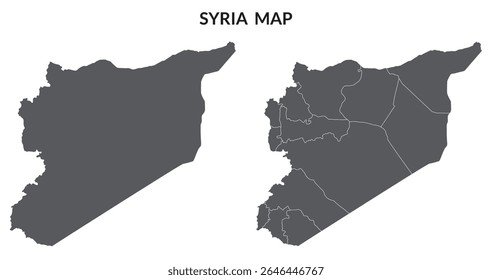 Syria map set. Map of Syria in set with grey color