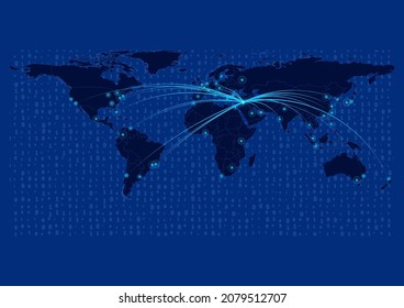 Syria map for technology or innovation or export concepts. Connections of the country to major cities around the world. File is suitable for digital editing and prints of all sizes.