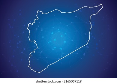 Syria Map Technology  with network connection background