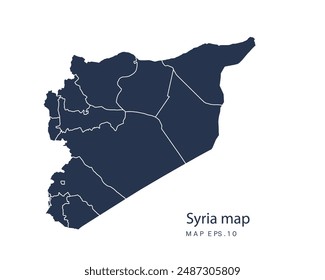 Syrien map Vektorgrafik, Abstrakt Design Vektorillustration Eps 10. Marinefarbe. Hoch detailliert auf weißem Hintergrund.