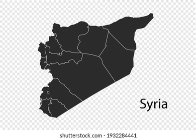Syria map vector, black color. isolated on transparent background