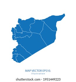 syria map vector EPS.10 blue color. on white background .