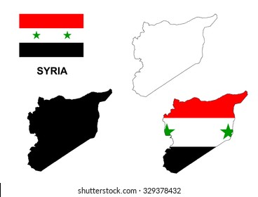 Syria map vector, Syria flag vector, isolated Syria