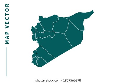 Syria map vector. green color on white background.