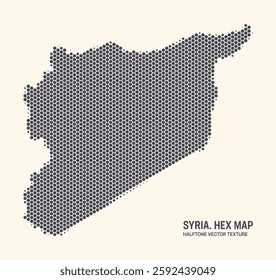 Syria Map Vector Hexagonal Halftone Pattern Isolate On Light Background. Hex Texture in the Form of a Map of Syria. Modern Technological Contour Map of Syria for Design or Business Projects