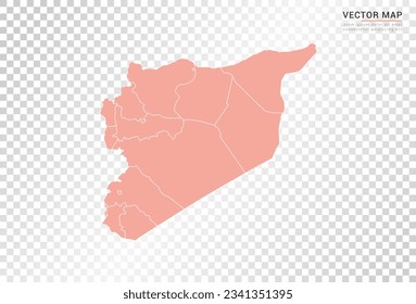 Syria map vector orange color on transparent background.