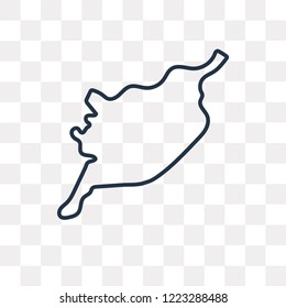 Syria map vector outline icon isolated on transparent background, high quality linear Syria map transparency concept can be used web and mobile