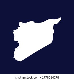 Syria map vector. white color on blue background.