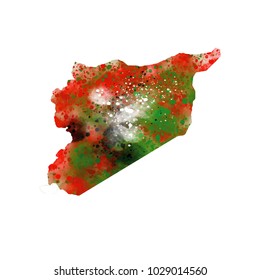 Syria map water colors Design of flag colors vector Illustration